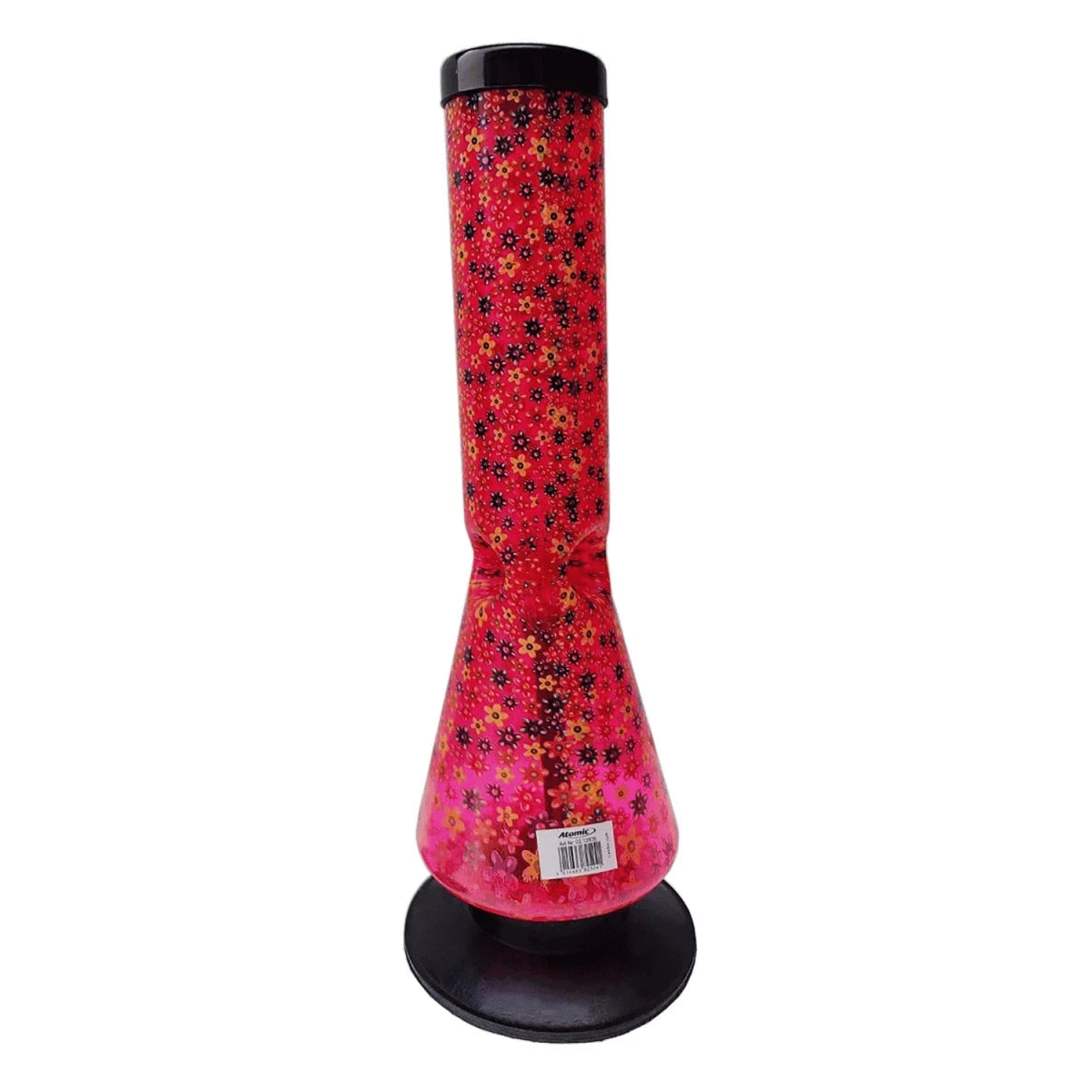 Atomic Acrylbong | H: 30cm - Flower Design Rot