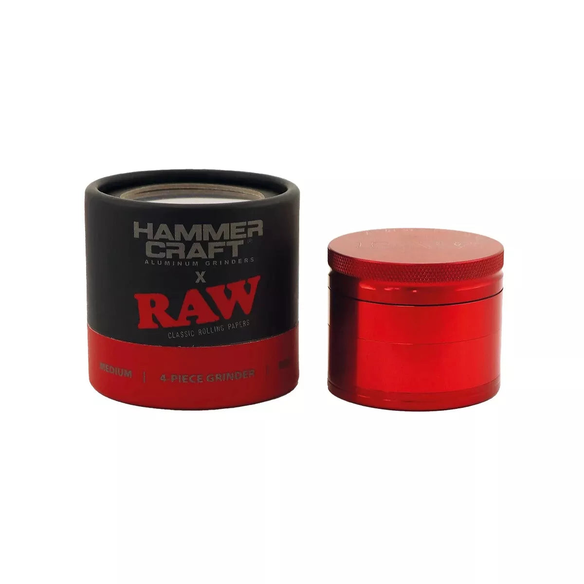 Hammercraft RAW Grinder Red Aluminium 4-teilig Medium Ø 55 mm
