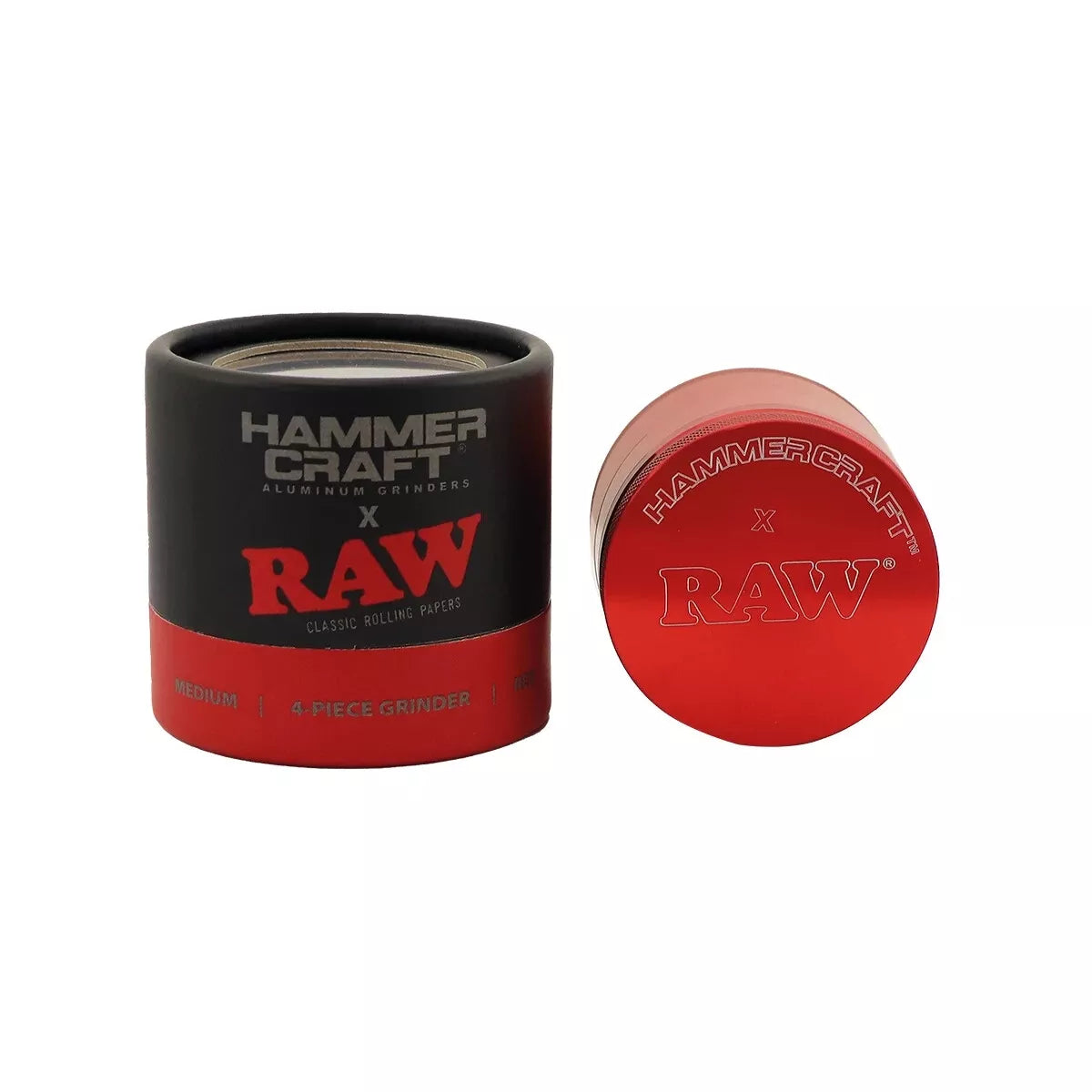 Hammercraft RAW Grinder Red Aluminium 4-teilig Medium Ø 55 mm